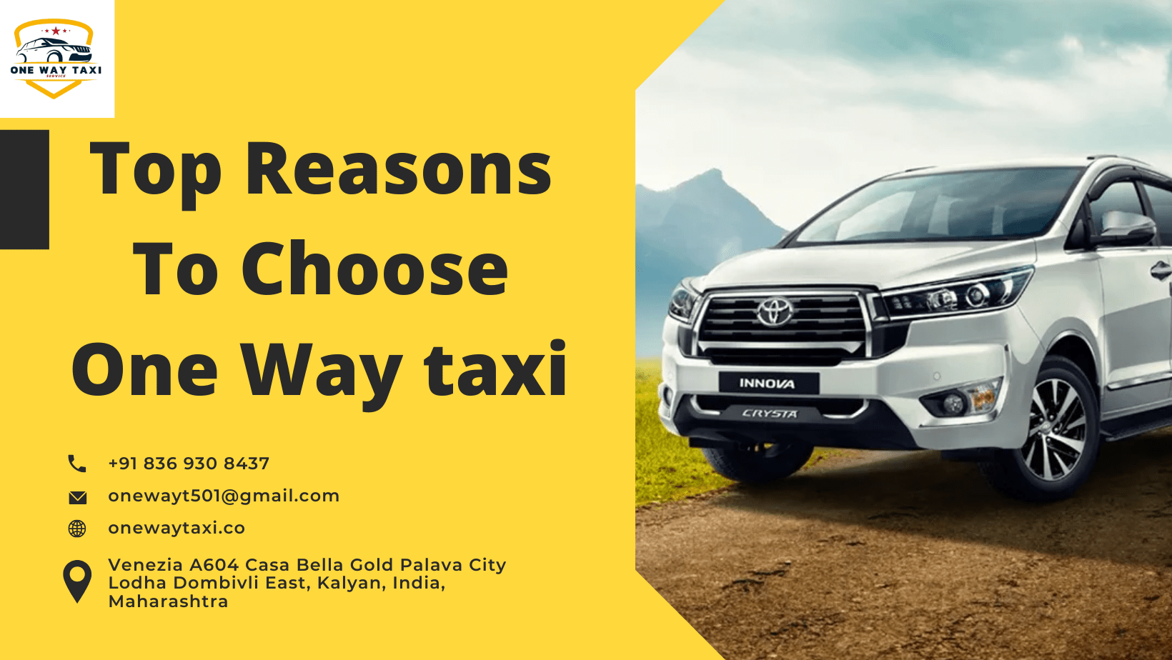 Top Reasons To Choose One Way Taxi